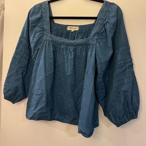 Madewell Blue Square Neck Blouse